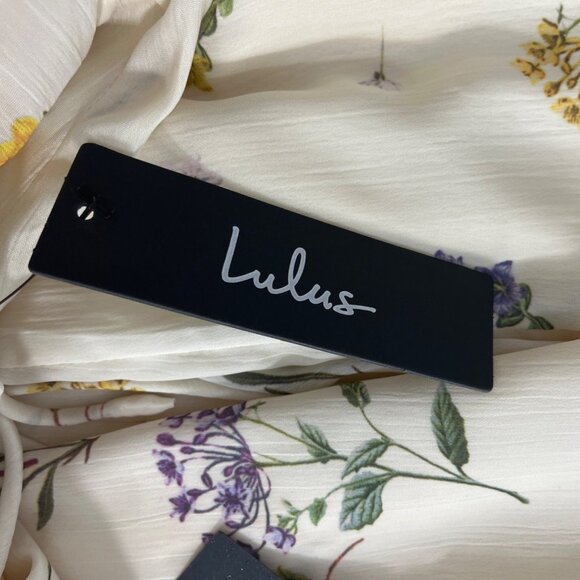 Lulus Women's Beige Summer Flower Print Slip Short Dress Sz L - New - Picture 7 of 10